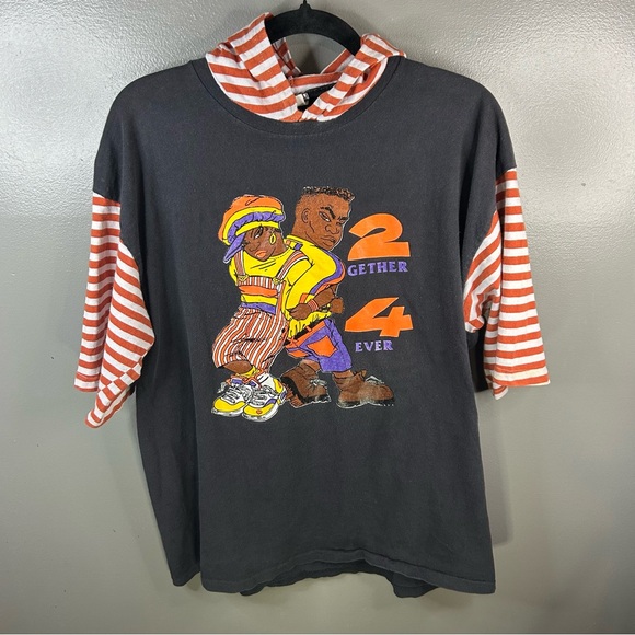 Vintage 90s Black Pride Hip Hop Rap Tee Gether Ever Hooded